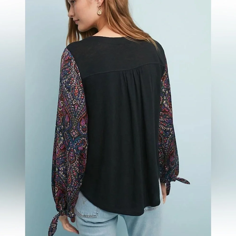 Anthropologie Maybelle Tied Sleeve Top by Akemi + Kin - Picture 2 of 10